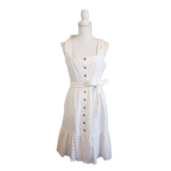 a loves a Dresses & Skirts - A loves a Eylet Button Up Belted Cotton Dress
